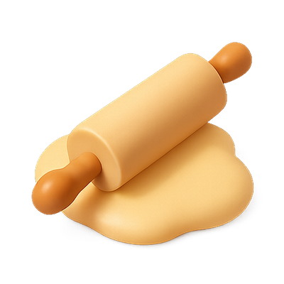 Stylized Rolling Pin with Dough for Kitchen Decor