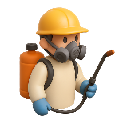 3D Pest Control Technician Icon with Sprayer