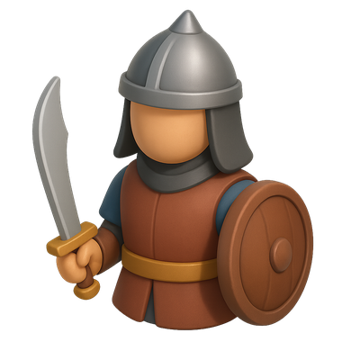 3D Mamluk Soldier Icon with Sword and Shield
