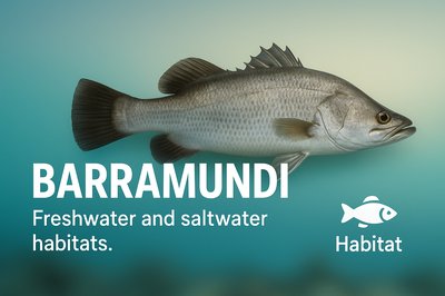 Illustration of Barramundi Fish with Habitat Information