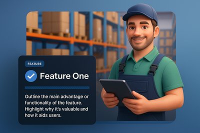 Warehouse Worker with Tablet Highlighting Key Features