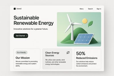 Sustainable Renewable Energy Landing Page Design