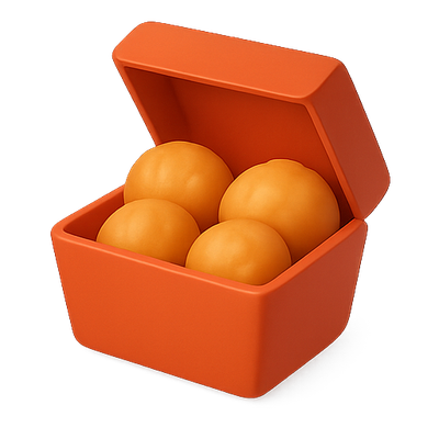 Stylized Container with Round Orange Objects