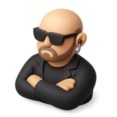 Stylized 3D Bouncer Icon with Sunglasses