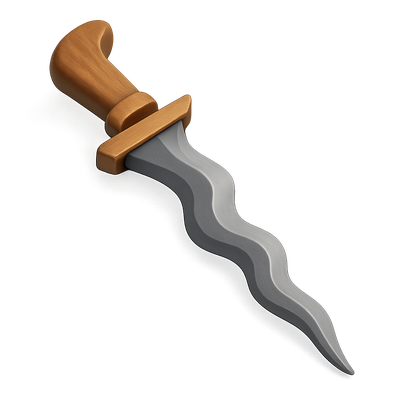 Stylized 3D Icon of a Wavy Blade Dagger