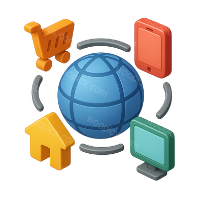 3D Omnichannel Network Icon with Isometric Design