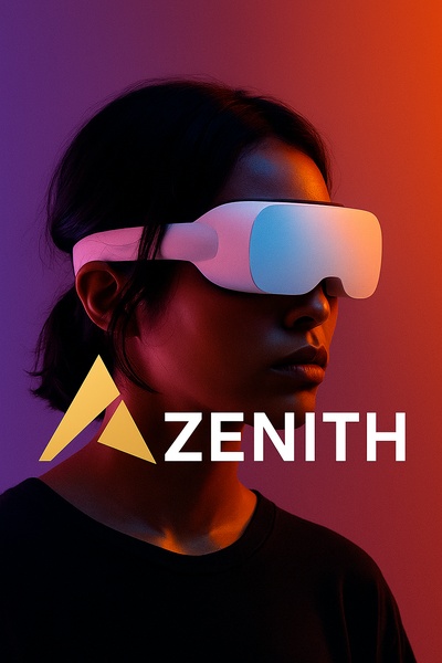Futuristic Portrait with VR Headset and Colorful Background