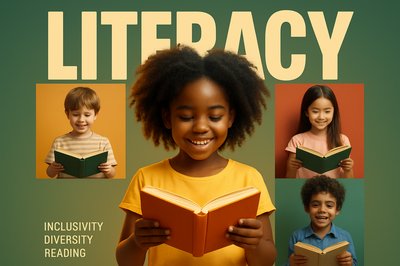 Diverse Kids Celebrating Literacy with Books