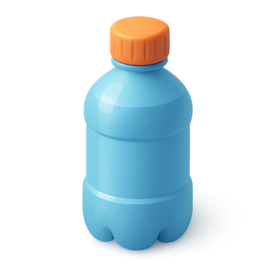 3D Isometric Blue Bottle with Orange Cap
