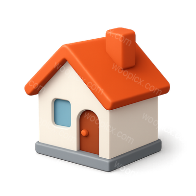 Stylized 3D House Icon in Isometric View