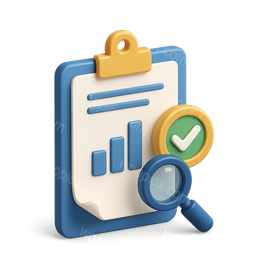 3D Appraisal Icon with Checkmark and Graph