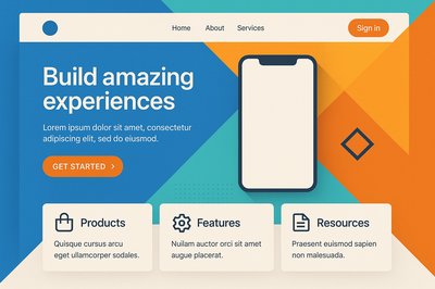 Modern Geometric Landing Page Design with Clean Aesthetics