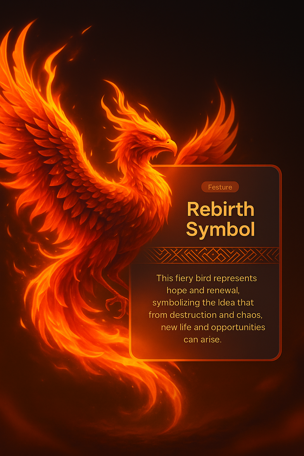 Fiery Phoenix Illustration Symbolizing Rebirth and Renewal