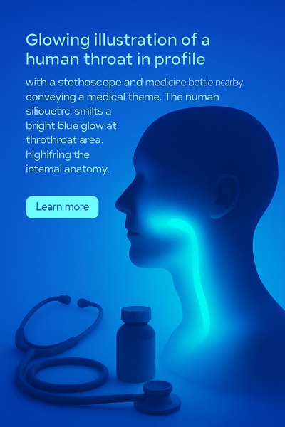 Illuminated Throat with Medical Elements in Blue