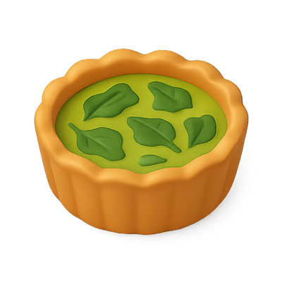 Colorful Cartoon Spinach Tart Illustration