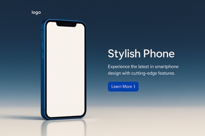 Stylish Blue Smartphone on Gradient Background