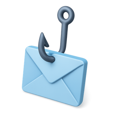 3D Phishing Hook Icon with Email Illustration