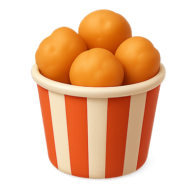 Illustration of a Bucket Filled with Orange Balls