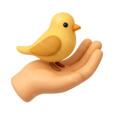 3D Icon of a Bird Held in Hand with Volumetric Feel