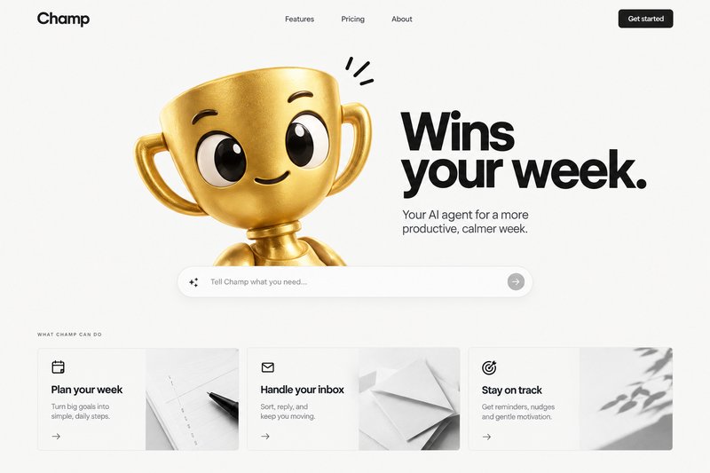 AI agent landing page design