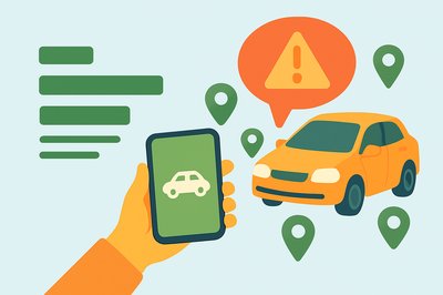 Digital Illustration of Car Tracking Notification Concept