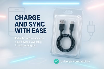 Product Packaging for USB-C Charging Cable with Modern Design