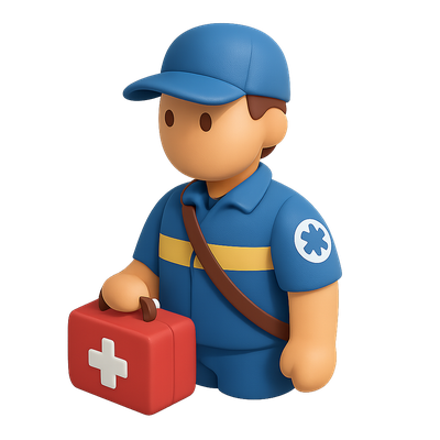 3D EMT Icon with Medical Bag in Isometric View