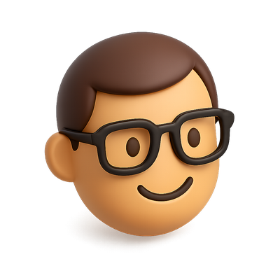 3D Icon of a Face with Glasses in Isometric Style