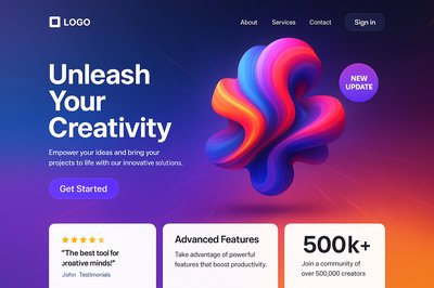 Dynamic Web Landing Page Design with Abstract Background