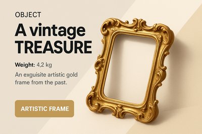 Artistic Vintage Gold Frame Advertisement Design