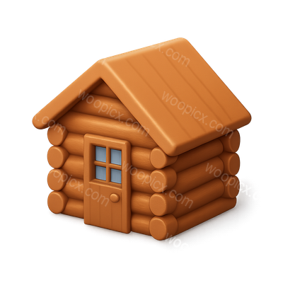 3D Wooden Cabin Icon for Creative Projects