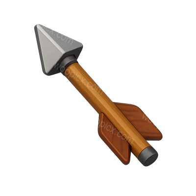 Stylized 3D Arrow Icon with Wooden Shaft