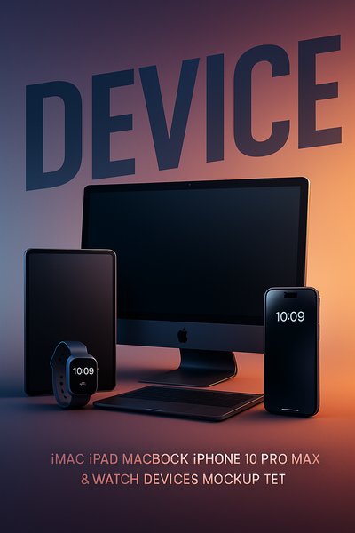 Modern Apple Device Mockup Set with Gradient Background