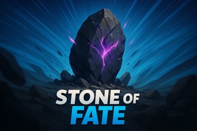 Dynamic Illustration of Stone of Fate with Bold Typography