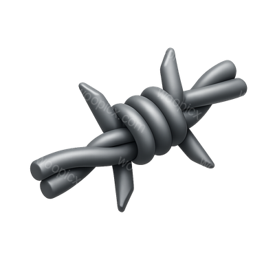 Stylized 3D Barbed Wire Icon with Isometric View