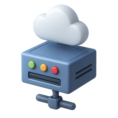 3D Edge Node Icon with Cloud Element