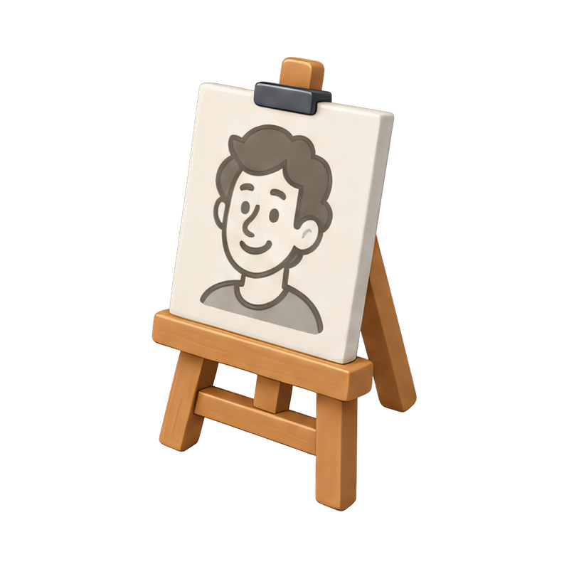 colorful caricature easel