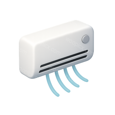 3D Air Conditioner Icon with Cool Air Flow Effect