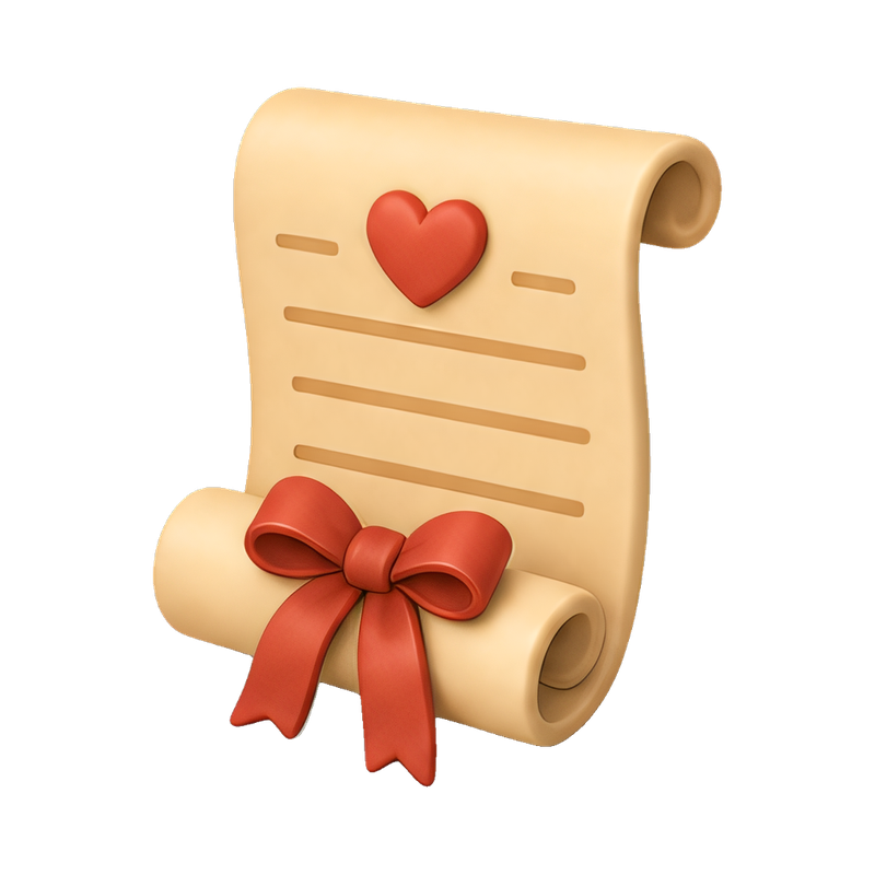 romantic love poem on parchment