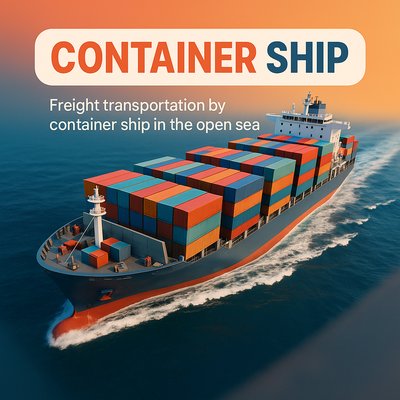 Container Ship at Sea: Freight Transportation Overview