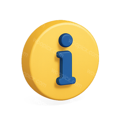 3D Information Icon on Yellow Background