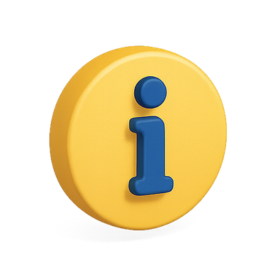 3D Information Icon on Yellow Background