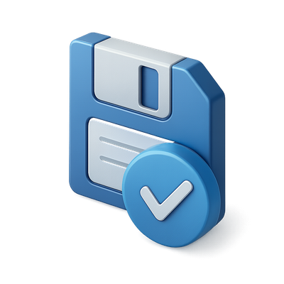 Stylish 3D Auto-Save Icon with Isometric Perspective