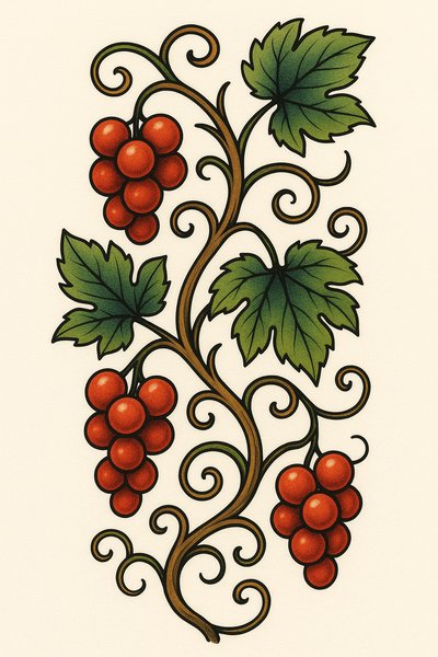 Stylized Grapevine Illustration with Rich Colors