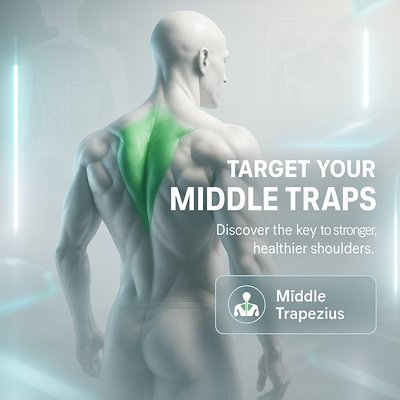 Health and Fitness Graphic Highlighting Middle Trapezius Muscles