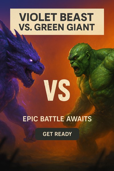 Epic Battle Between Violet Beast and Green Giant Illustration