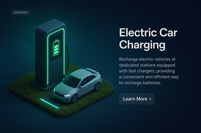 Neon-Themed Electric Car Charging Scene in 3D