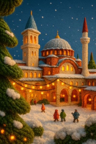 Whimsical Woolen Scene of Topkapi Palace in Istanbul