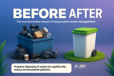 Transformative 3D Illustration of Waste Management Before and After