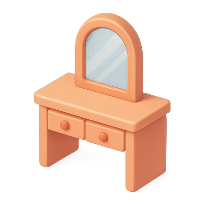 Stylized Bedroom Vanity with Mirror